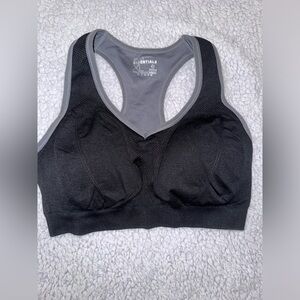Essentials Black and Gray Racerback Sports Bra